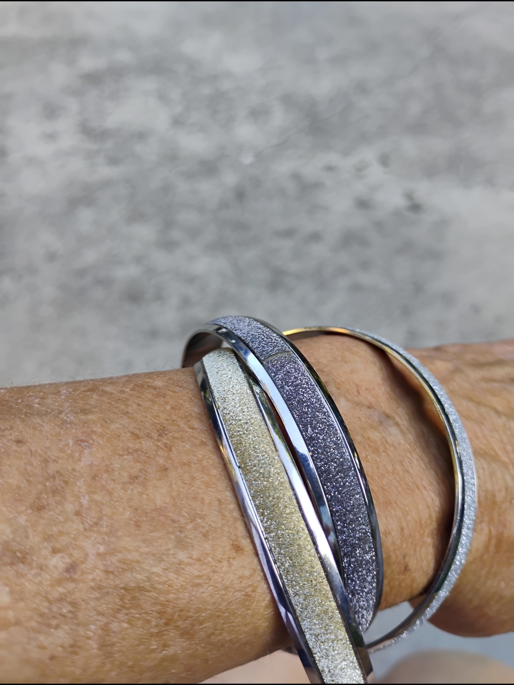 Gold and Silver Glitter Bangle Bracelet Set